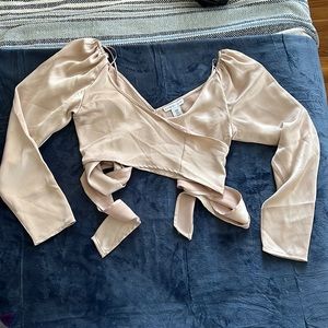 Sincerely Jules Champagne Satin Wrap top
